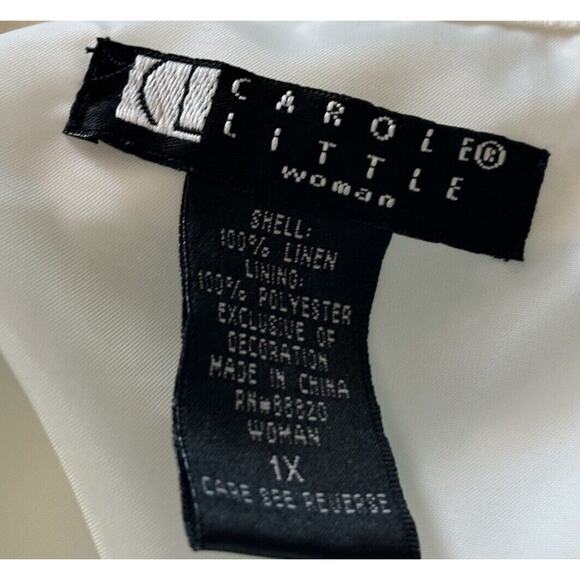 Carole Little Woman Size 1X 100% Linen Blouse Lined Embroidery Boho Classic - Picture 13 of 15